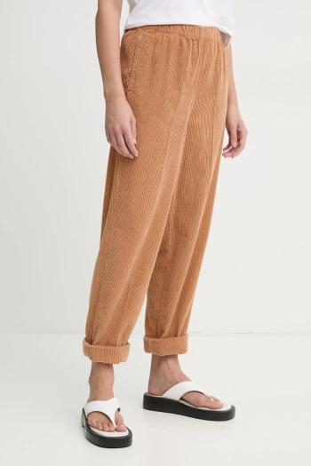 Nohavice American Vintage dámske, hnedá farba, široké, vysoký pás, PADO137E25
