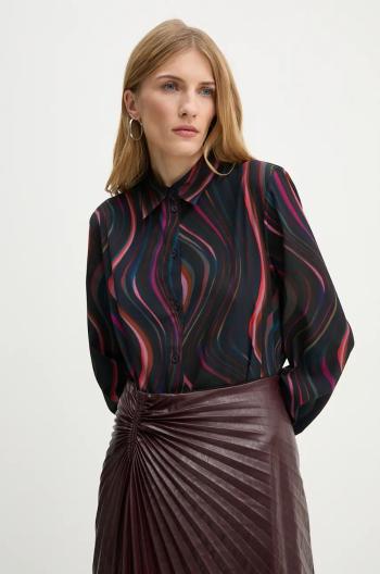 Košeľa PS Paul Smith dámska, čierna farba, regular, s klasickým golierom, W2R.335B.N31257