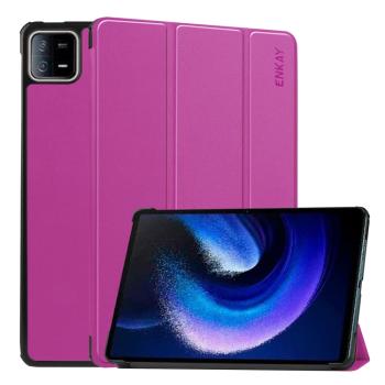 ENKAY LEATHER Zaklápací obal pre Xiaomi Pad 6 / Pad 6 Pro fialový