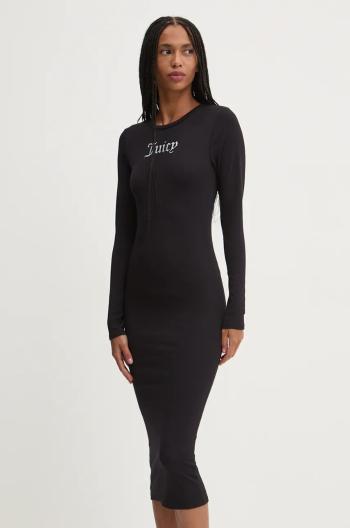 Šaty Juicy Couture DIZZIE DRESS čierna farba, midi, priliehavé, JCWED24309