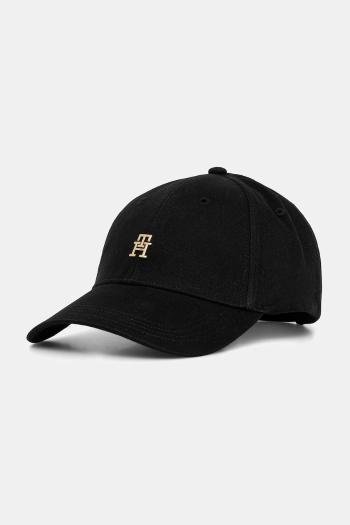 Bavlnená šiltovka Tommy Hilfiger čierna farba, s nášivkou, AW0AW17631