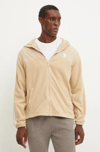Mikina adidas Originals pánska, béžová farba, s kapucňou, s nášivkou, IZ2487