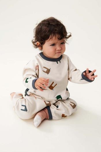 Detské tepláky Liewood Loup Baby Printed Sweatpants béžová farba, vzorované, LW19475