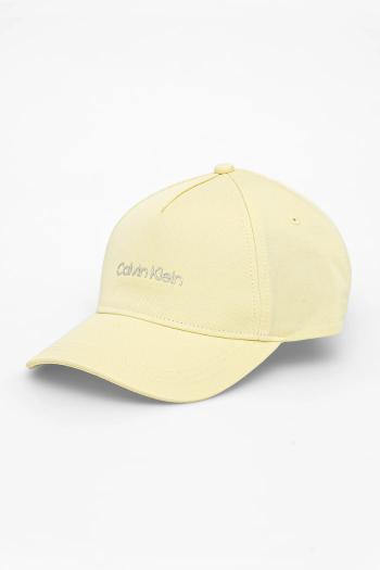 Bavlnená šiltovka Calvin Klein žltá farba, jednofarebná, K60K610525