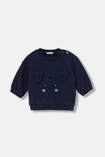 Mikina pre bábätká United Colors of Benetton tmavomodrá farba, s nášivkou, 3MDSA1061