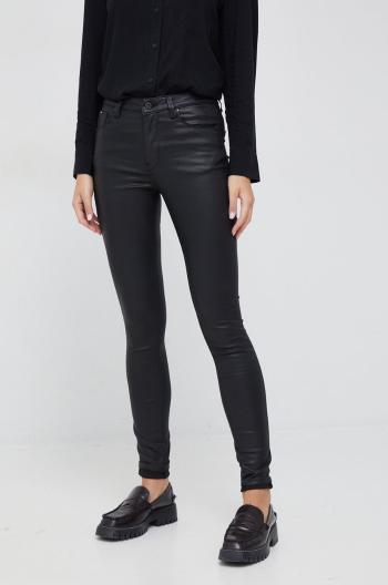 Nohavice Pepe Jeans dámske, čierna farba, priliehavé, vysoký pás