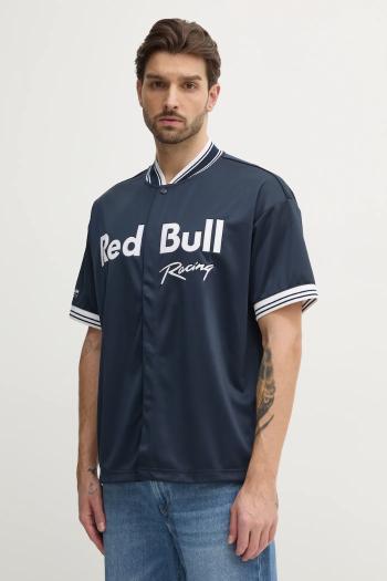 Košeľa Red Bull Racing x Pepe Jeans RBR SPORTS JERSEY pánska, tmavomodrá farba, voľný strih, RM540014