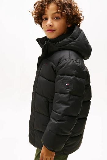 Detská bunda Tommy Hilfiger čierna farba, KB0KB10002