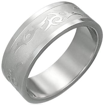 Prsteň z ocele s kmeňovým ornamentom - Veľkosť: 67 mm