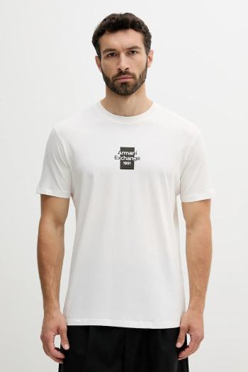 Bavlnené tričko Armani Exchange pánske, biela farba, s potlačou, XM000767 AF12308