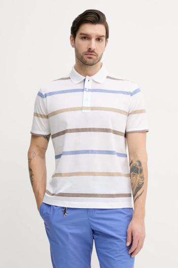 Bavlnené polo tričko Paul&Shark biela farba, vzorované, 25411227