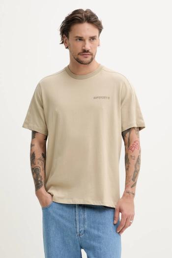 Bavlnené tričko Superdry pánske, béžová farba, s potlačou, M1012225A-2DN