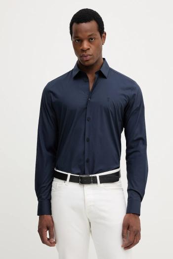 Košeľa Trussardi tmavomodrá farba, slim, s klasickým golierom, 5004N000006N