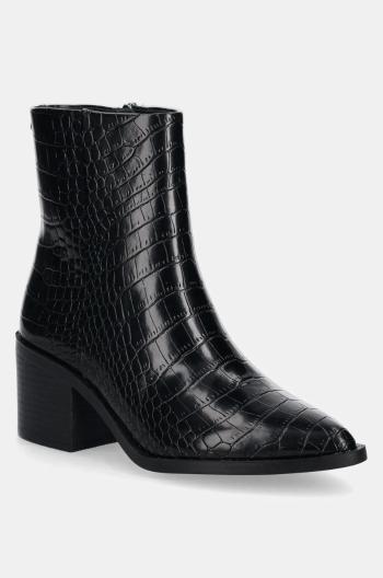 Kožené členkové topánky Steve Madden Admire dámske, čierna farba, na podpätku, SM11003355