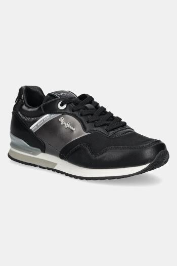 Tenisky Pepe Jeans LONDON SHINE W dámske, čierna farba, PLS40046