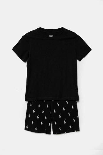 Detské bavlnené pyžamo Polo Ralph Lauren čierna farba, vzorované, 8P0250
