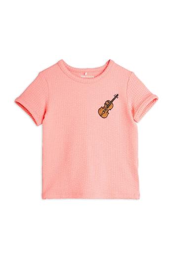 Detské tričko Mini Rodini Violin ružová farba, 2522011828