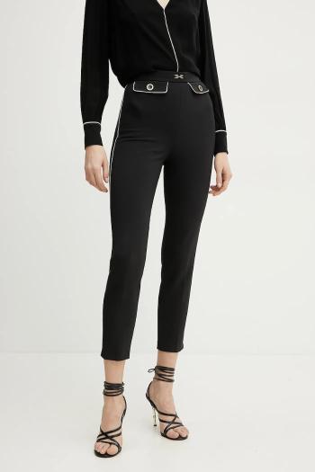 Nohavice Elisabetta Franchi dámske, čierna farba, priliehavé, vysoký pás, PAT7151E2