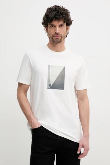 Bavlnené tričko Armani Exchange pánske, béžová farba, s potlačou, XM000753 AF10361