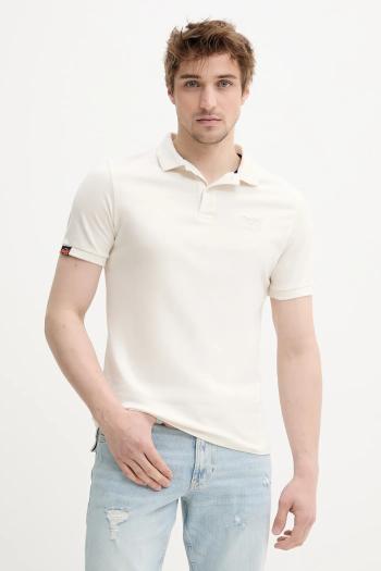Bavlnené polo tričko Superdry pánske, béžová farba, jednofarebné, M1110439A-B7G