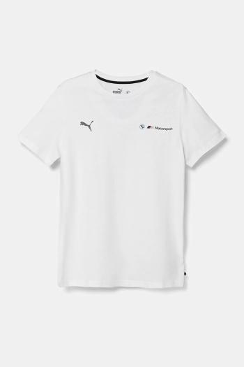 Detské bavlnené tričko Puma BMW MMS ESS LOGO TEE 2 biela farba, s potlačou, 627533