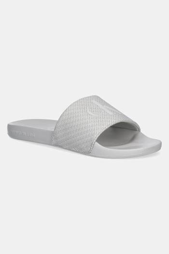 Šľapky Calvin Klein Jeans SLIDE AOP PRINT pánske, šedá farba, YM0YM01269