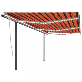 Ručne zaťahovacia markíza so stĺpikmi a LED svetlom 350x250 cm Dekorhome