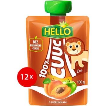 HELLO CUUC 100% ovocná kapsička s marhuľami 12× 100 g (8590014639164)