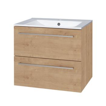 MEREO - Bino, kúpeľňová skrinka s keramickým umývadlom 61 cm, dub Arlington CN620