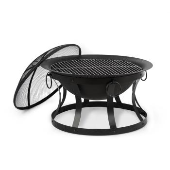 Blumfeldt Pentos, ohnisko a gril 2 v 1, Ø 73 cm, ochrana pred iskrami, gril Ø 60 cm, čierna