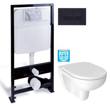 PRIM predstenový inštalačný systém s čiernym tlačidlom 20/0044 + WC JIKA LYRA PLUS RIMLESS + SEDADLO duraplastu PRIM_20/0026 44 LY1
