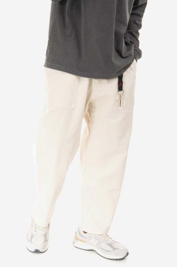 Bavlnené nohavice Gramicci Loose Tapered Pant G103.OGT-cream, béžová farba, široké, stredne vysoký pás
