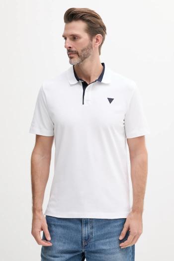 Polo tričko Guess pánske, biela farba, jednofarebné, M5GP44 K7O64