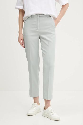 Nohavice Abercrombie & Fitch dámske, zelená farba, rovné, vysoký pás, KI156-5067