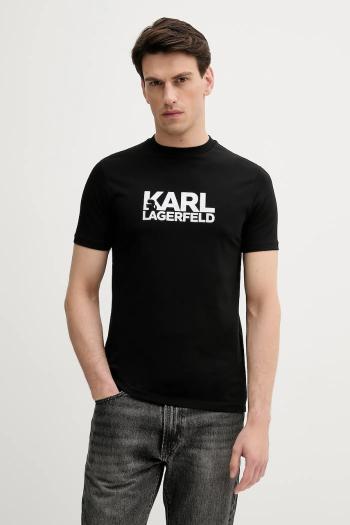 Tričko Karl Lagerfeld pánske, čierna farba, s potlačou, 553235.755087