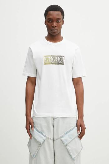 Bavlnené tričko Norse Projects Holger Post Stamp Print T-Shirt pánske, biela farba, s potlačou, N01.0686.0001