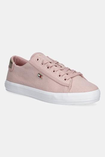 Tenisky Tommy Hilfiger VULC CANVAS LACE UP SNEAKER ružová farba, FW0FW08647