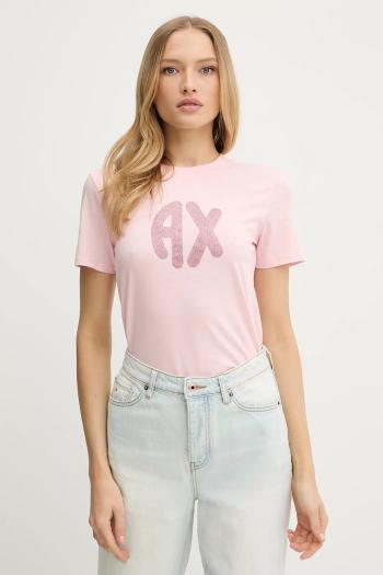 Bavlnené tričko Armani Exchange dámske, ružová farba, XW000548 AF10359