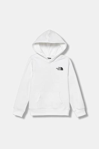 Detská mikina The North Face TEEN BOX NSE REGULAR HOODIE biela farba, s kapucňou, s potlačou, NF0A89H9LA91