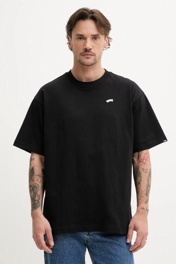 Bavlnené tričko Vans pánske, čierna farba, s nášivkou, VN000P56BLK1