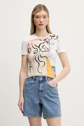 Tričko Desigual COLLECTION dámske, biela farba, 25SWTKAC