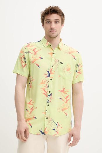 Košeľa Rip Curl pánska, zelená farba, regular, s klasickým golierom, 03QMSH