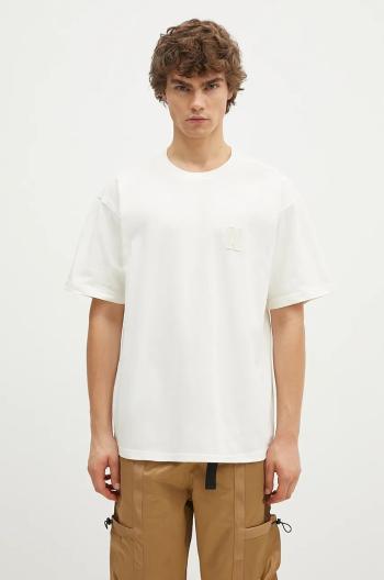 Bavlnené tričko Norse Projects Simon Loose Organic Heavy Jersey N Patch pánske, béžová farba, jednofarebné, N01.0667.0957