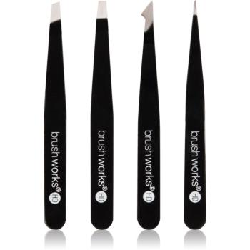 Brushworks The Complete sada pinziet na obočie Black 4 ks