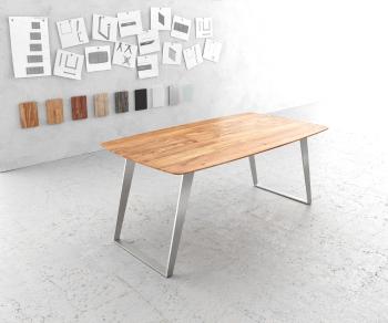 Jedálenský stôl Hrana zaoblená 180x90 Akácia prírodná Nerezová oceľ