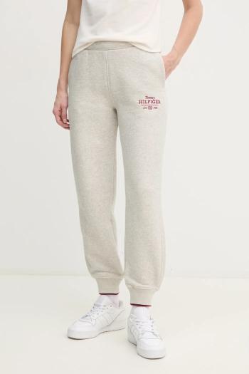 Tepláky Tommy Hilfiger šedá farba, melanžové, WW0WW43863