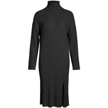 Vila  14089982 - VIRIL L/S ROLLNECK KNIT MIDI  Krátke šaty Šedá