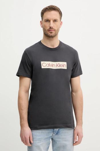 Bavlnené tričko Calvin Klein Jeans pánske, šedá farba, s potlačou, J30J327472