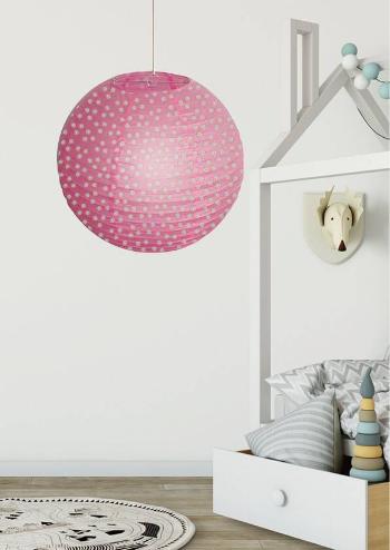 Papierové tienidlo na lampu ružové bodkované guľôčky 35cm Cocoon