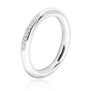 Strieborná obrúčka 925 - lesklý zaoblený povrch, línia drobných čírych zirkónikov - Veľkosť: 54 mm